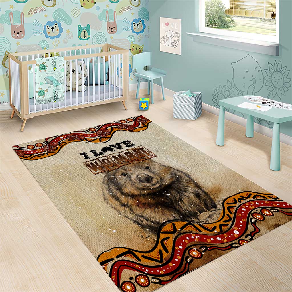 I Love Wombat Area Rug Australian Aboriginal Art