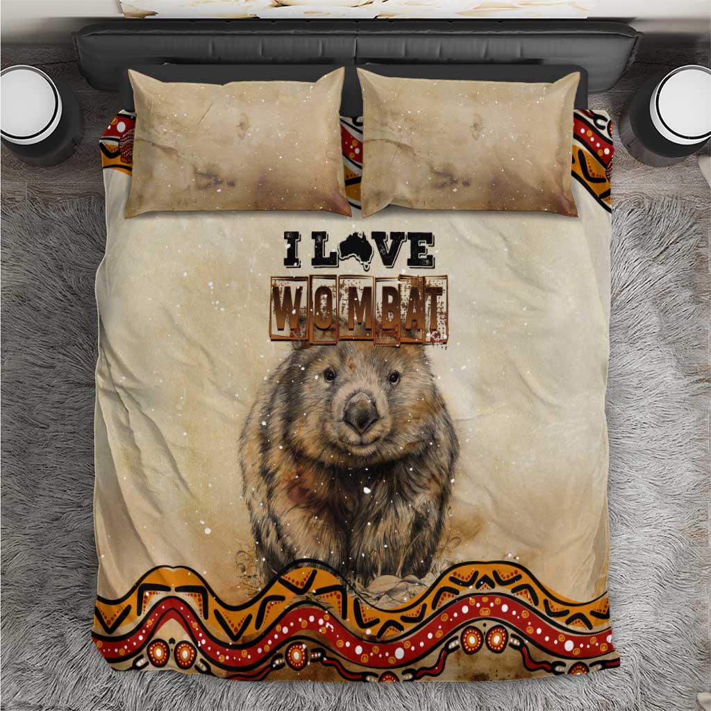 I Love Wombat Bedding Set Australian Aboriginal Art