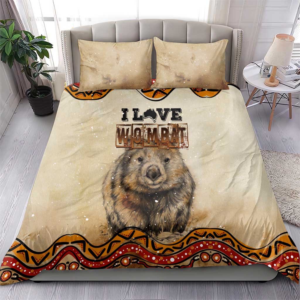 I Love Wombat Bedding Set Australian Aboriginal Art