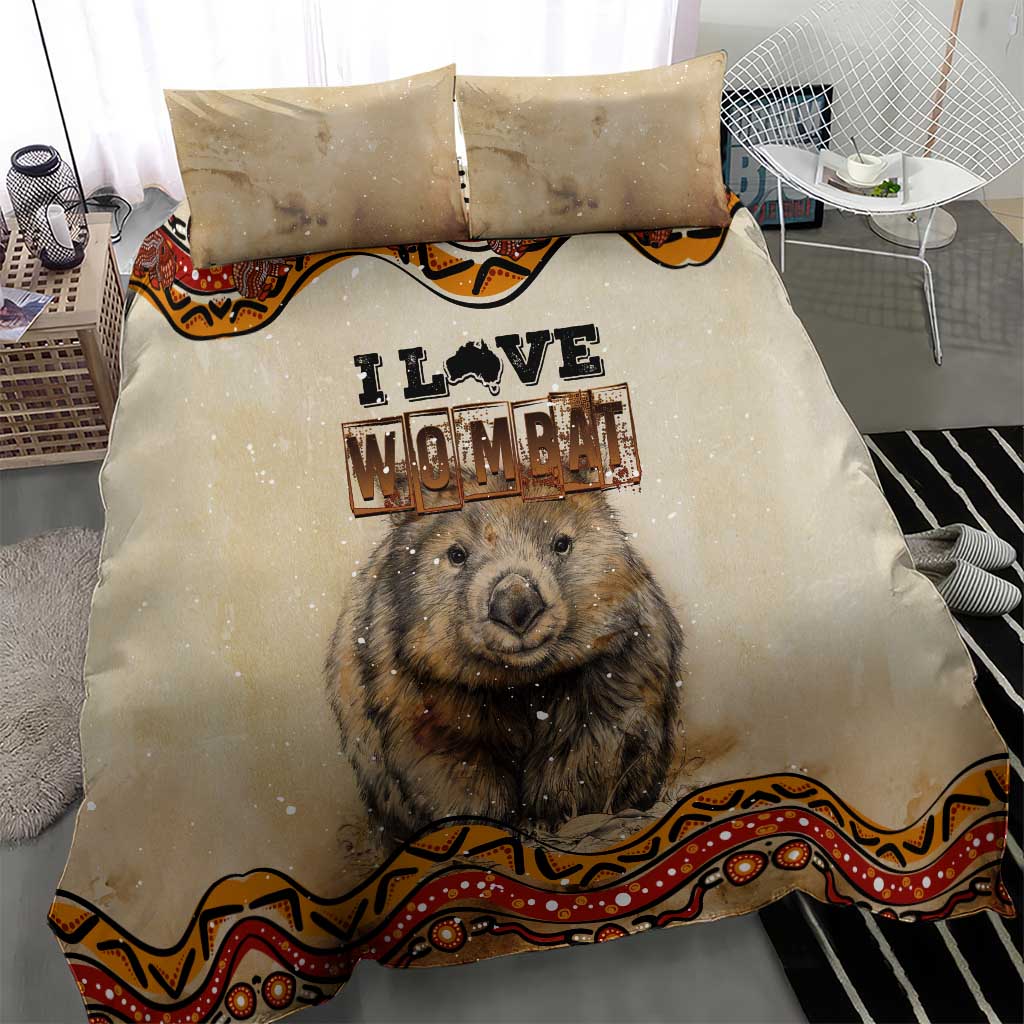 I Love Wombat Bedding Set Australian Aboriginal Art