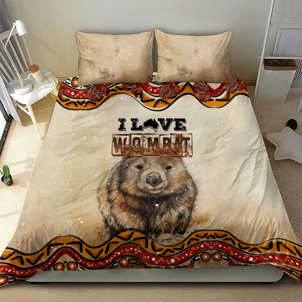 I Love Wombat Bedding Set Australian Aboriginal Art