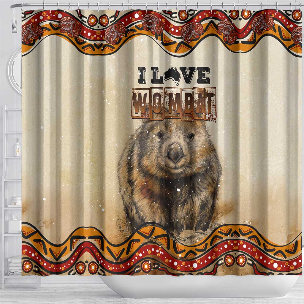 I Love Wombat Shower Curtain Australian Aboriginal Art
