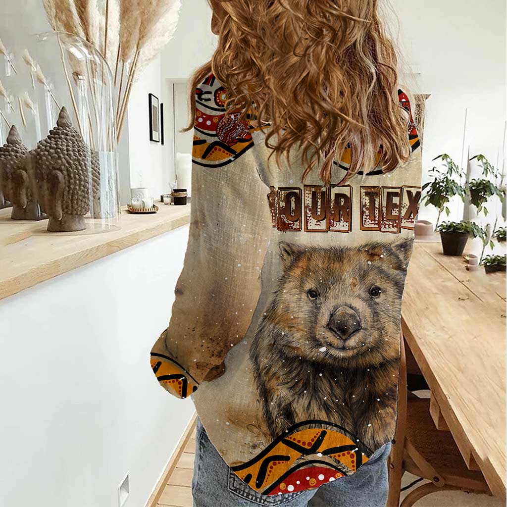 I Love Wombat Women Casual Shirt Australian Aboriginal Art