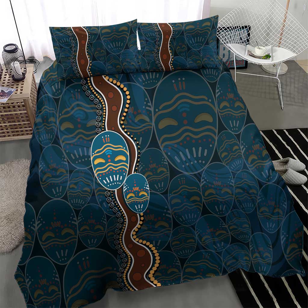 Aboriginal Masks Art Bedding Set Australian Indigenous