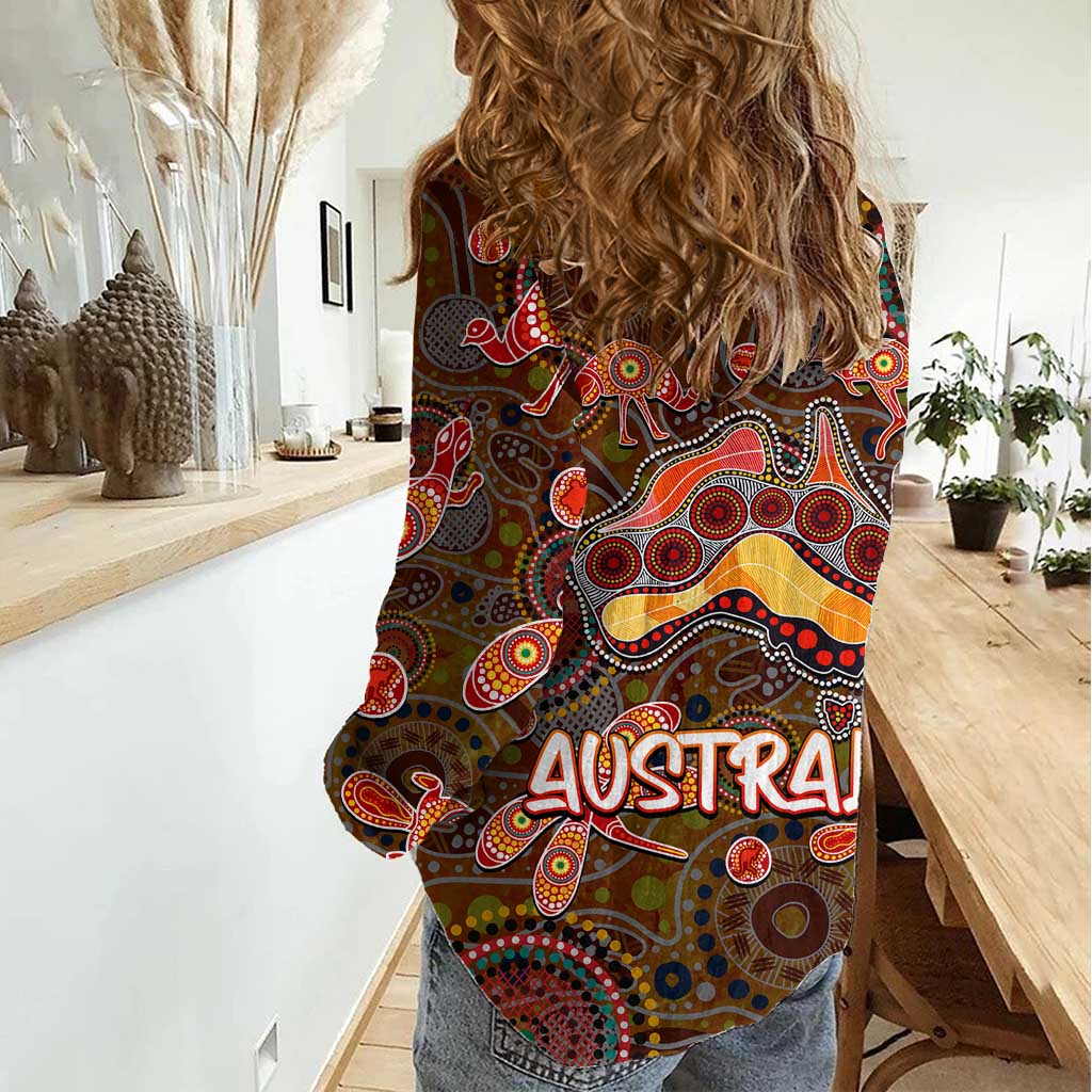 Animal Australia Aboriginal Art Women Casual Shirt