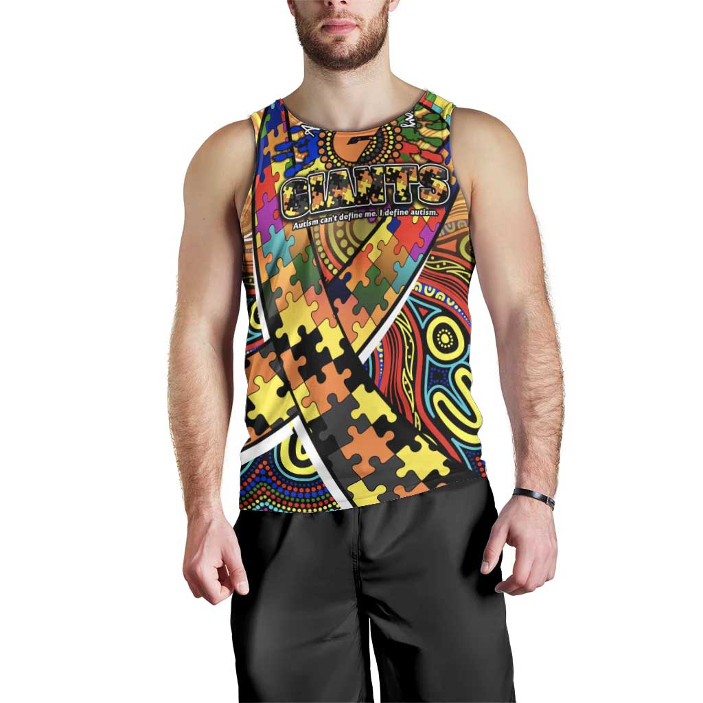 Autism Awareness Australia GWS Giants Men Tank Top Aboriginal Indigenous Art
