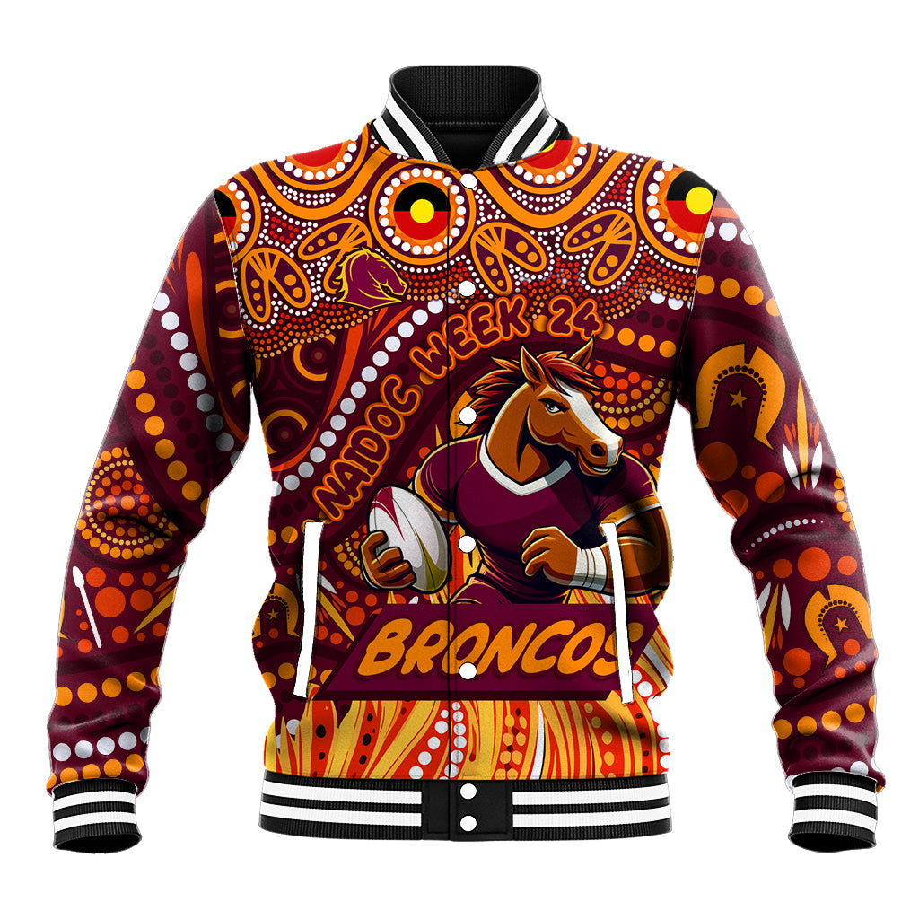 Custom Australia NAIDOC Week 2024 Baseball Jacket Brisbane Broncos Mascot Keep The Fire Burning