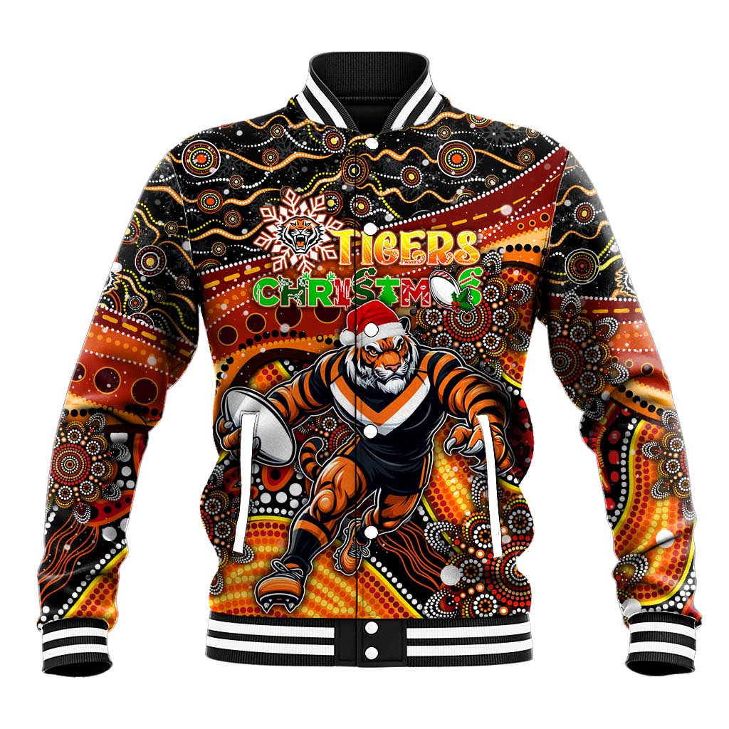 Merry Christmas Wests Tigers Baseball Jacket Aboriginal Santa Rugby Mascot - The Tigers