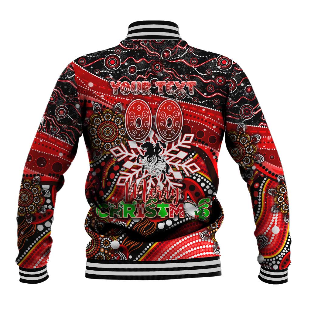 Merry Christmas Dragons Baseball Jacket Aboriginal Santa Rugby Mascot - St George Illawarra