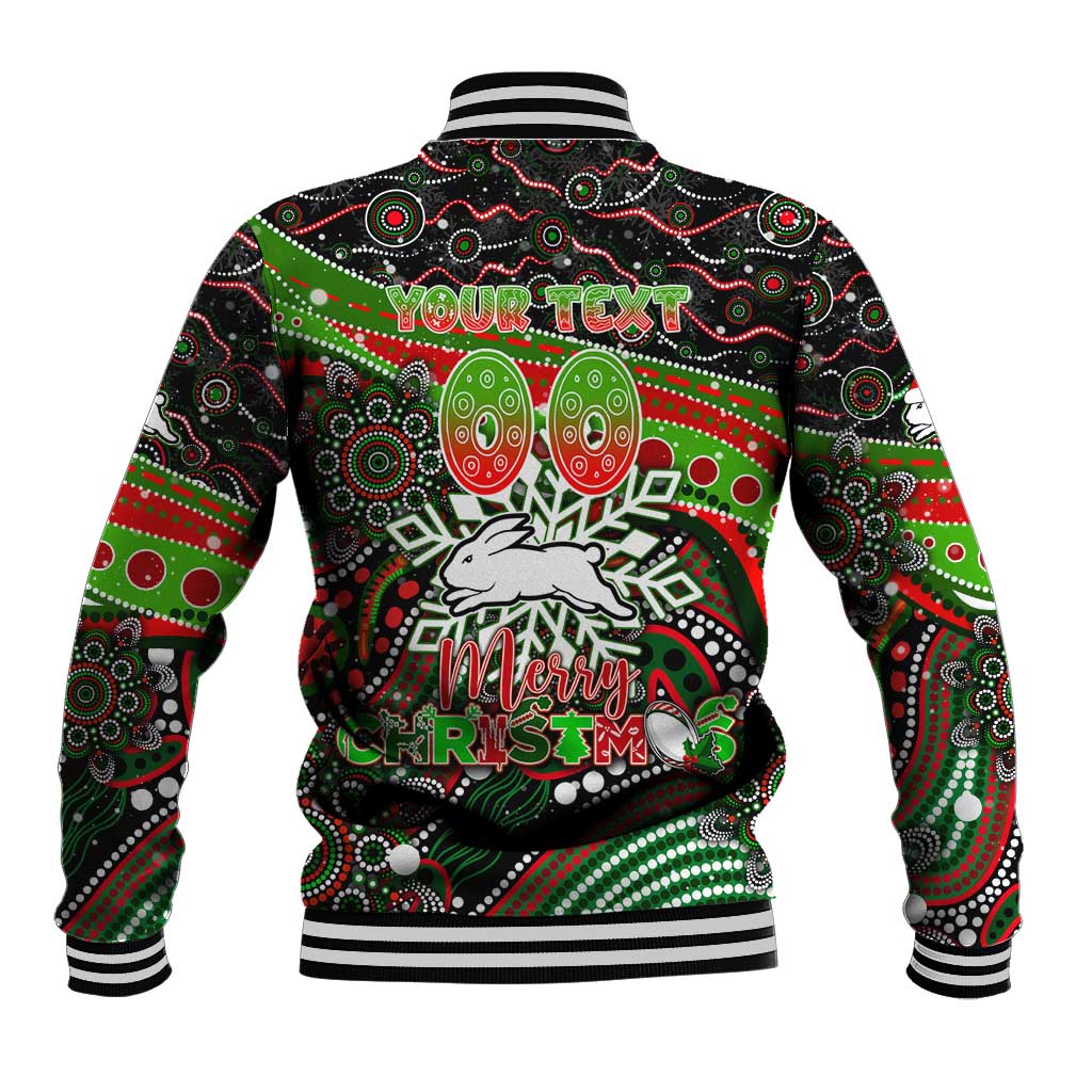 Merry Christmas Rabbitohs Baseball Jacket Aboriginal Santa Rugby Mascot - South Sydney Bunnies