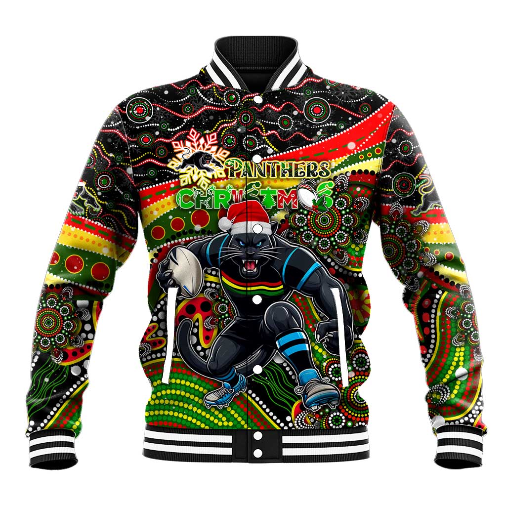 Merry Christmas Penrith Panthers Baseball Jacket Aboriginal Santa Rugby Mascot - The Riff