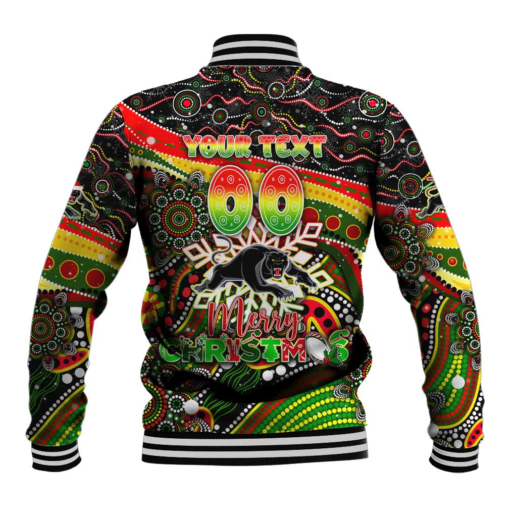 Merry Christmas Penrith Panthers Baseball Jacket Aboriginal Santa Rugby Mascot - The Riff