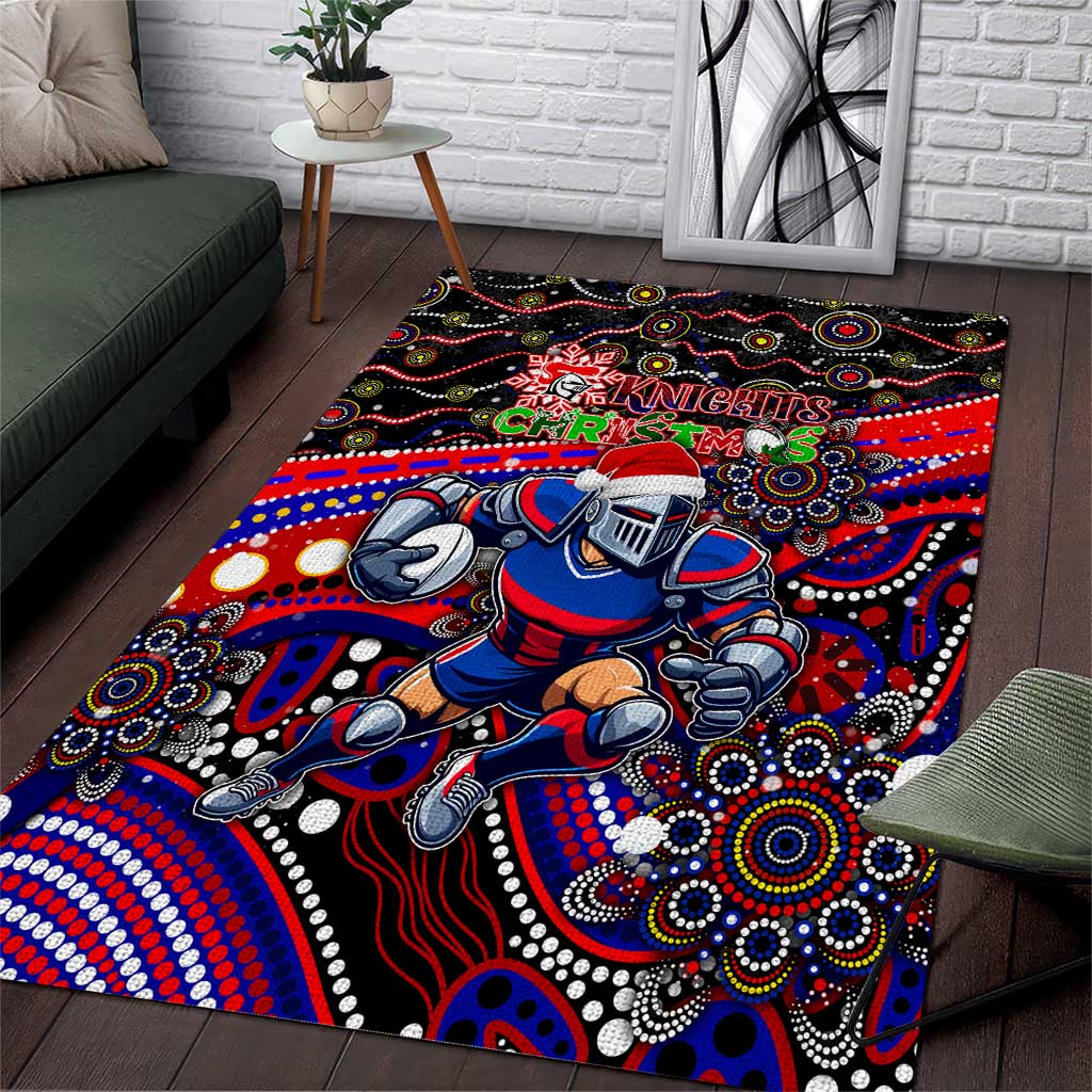 Merry Christmas Newcastle Knights Area Rug Aboriginal Santa Rugby Mascot - Novocastrians