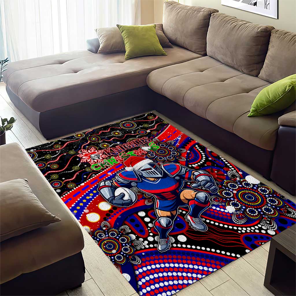 Merry Christmas Newcastle Knights Area Rug Aboriginal Santa Rugby Mascot - Novocastrians