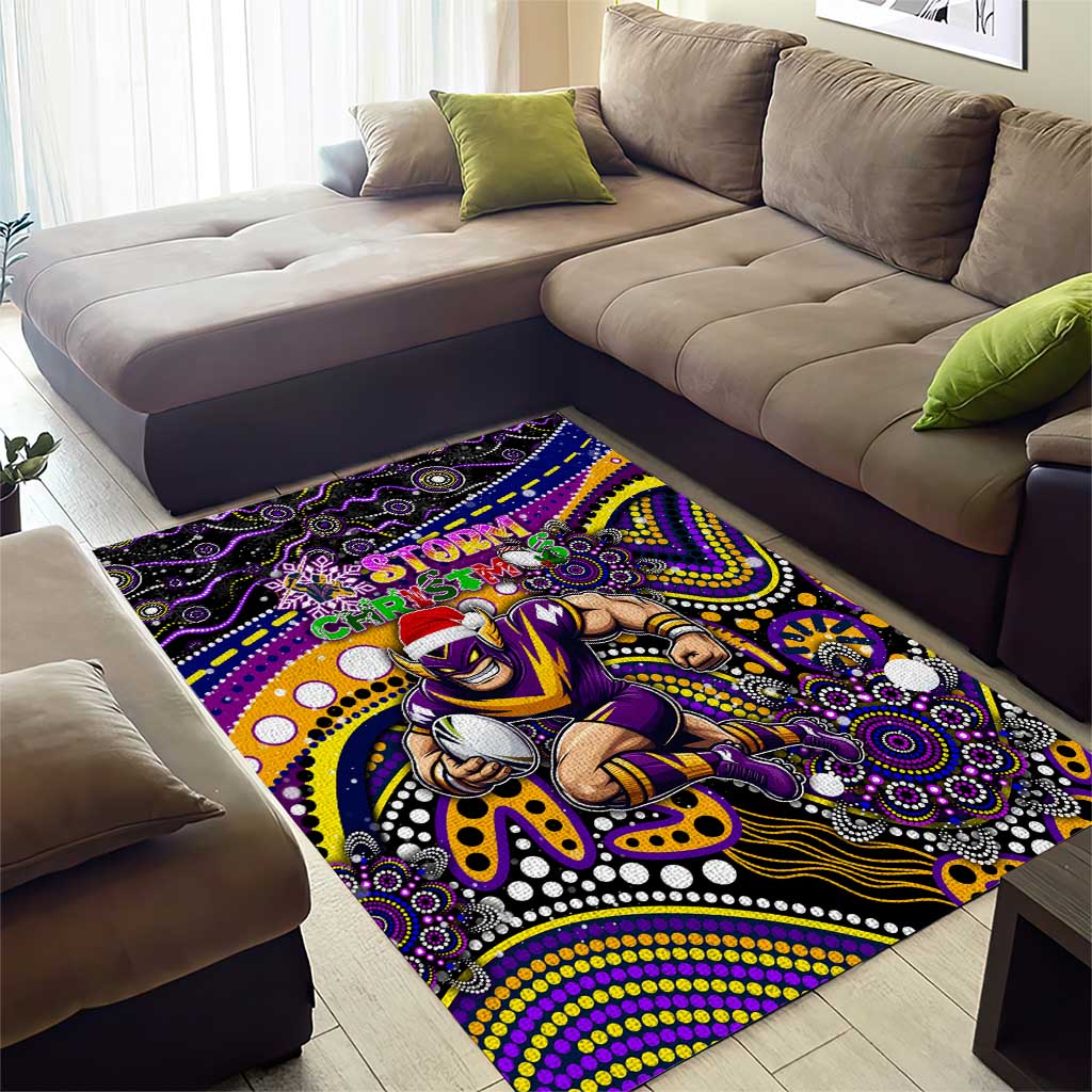 Merry Christmas Storm Area Rug Aboriginal Santa Rugby Mascot - Melbourne