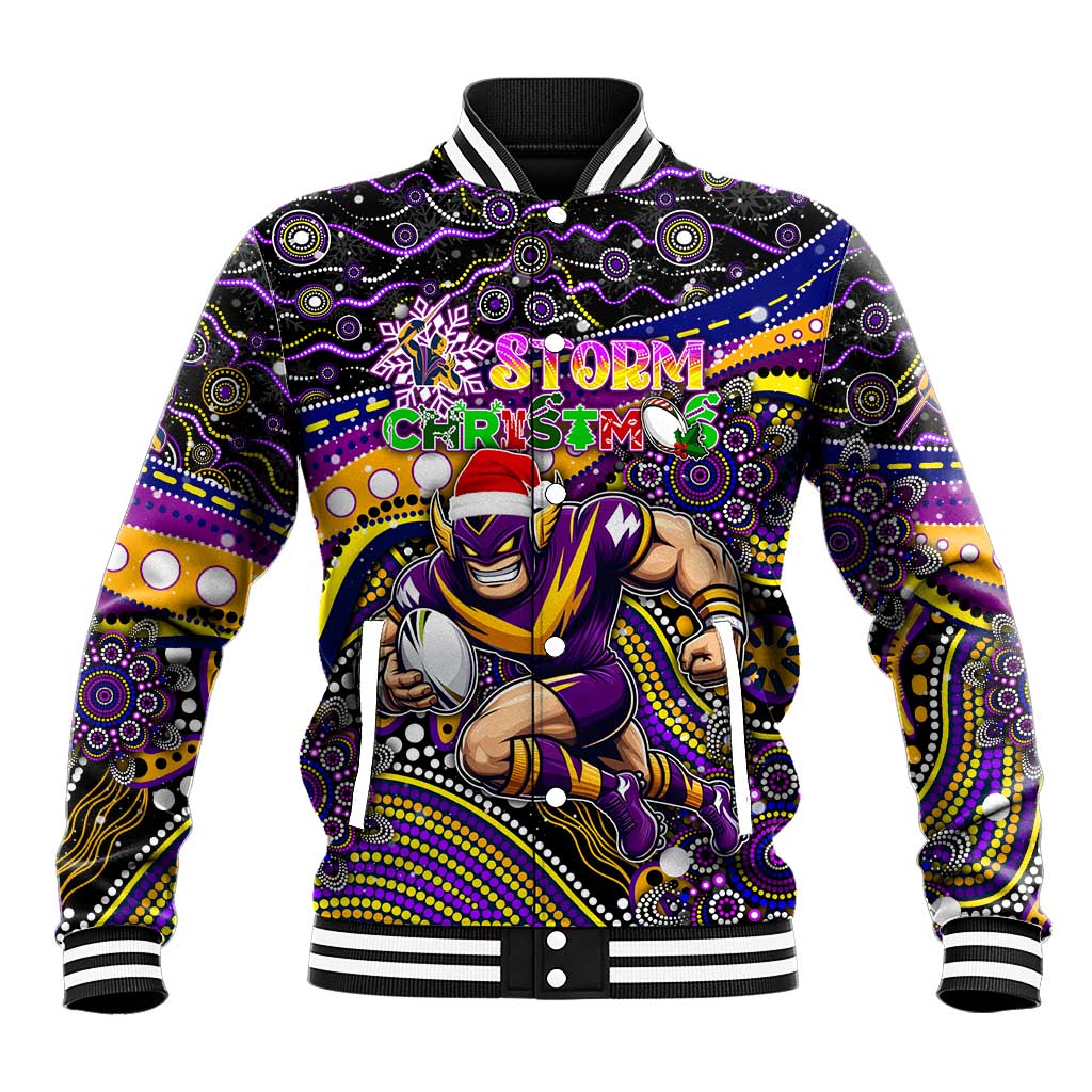 Merry Christmas Storm Baseball Jacket Aboriginal Santa Rugby Mascot - Melbourne