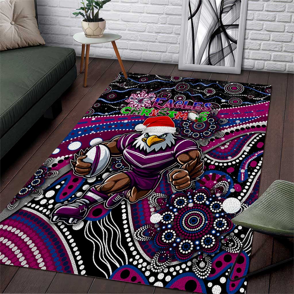 Merry Christmas Manly Warringah Sea Eagles Area Rug Aboriginal Santa Rugby Mascot - Silvertails