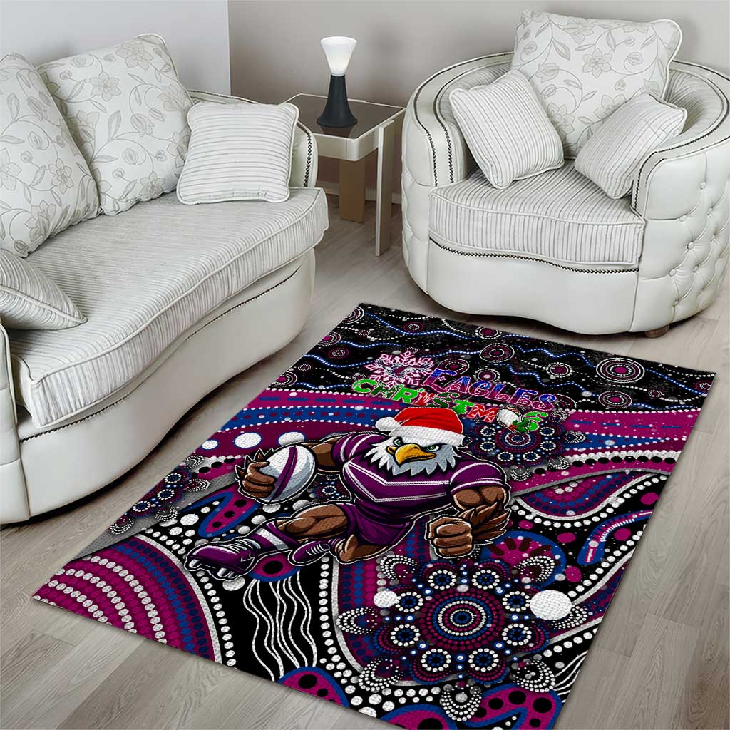 Merry Christmas Manly Warringah Sea Eagles Area Rug Aboriginal Santa Rugby Mascot - Silvertails