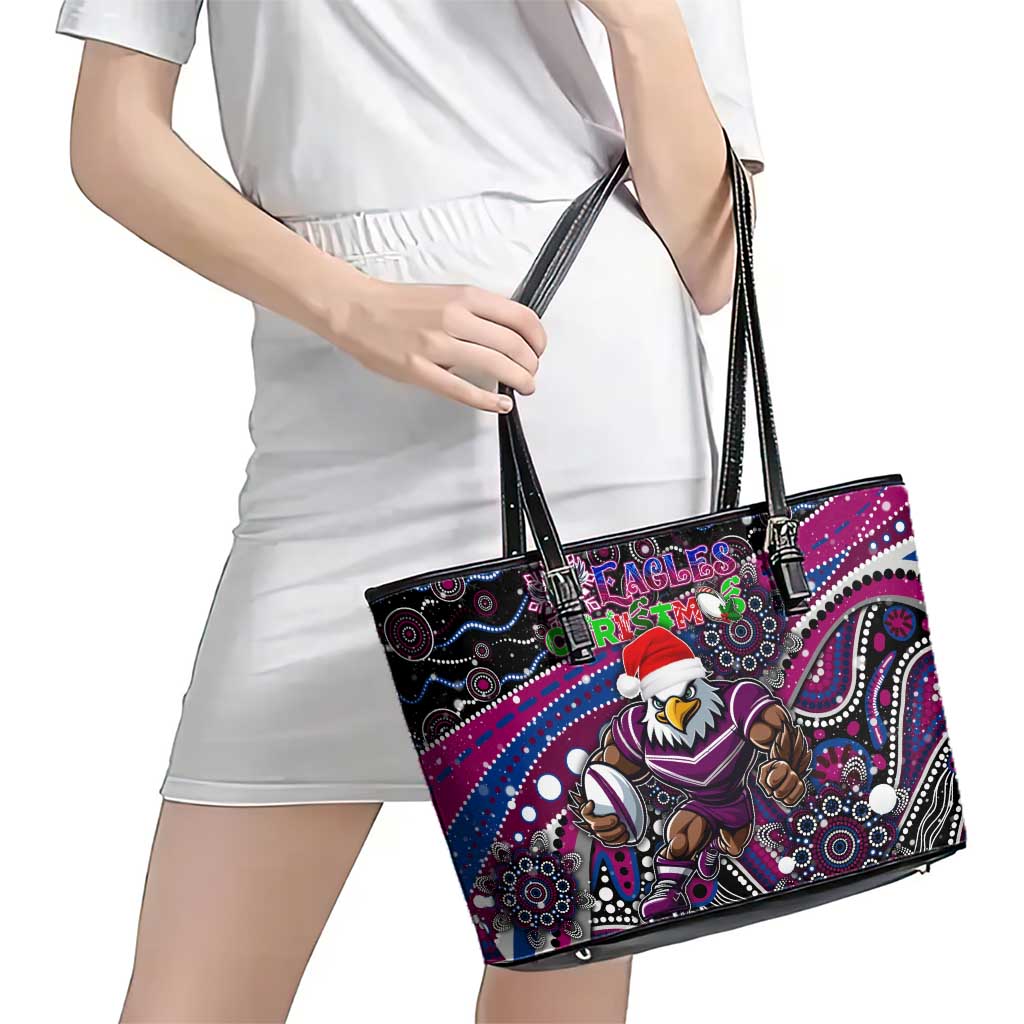 Merry Christmas Manly Warringah Sea Eagles Leather Tote Bag Aboriginal Santa Rugby Mascot - Silvertails