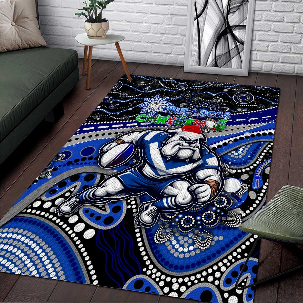 Merry Christmas Bulldogs Area Rug Aboriginal Santa Rugby Mascot - Canterbury Bankstown