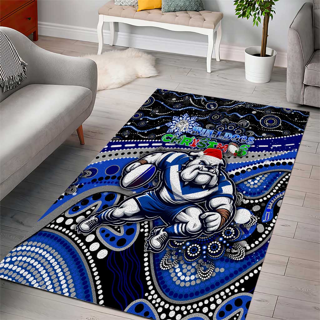 Merry Christmas Bulldogs Area Rug Aboriginal Santa Rugby Mascot - Canterbury Bankstown