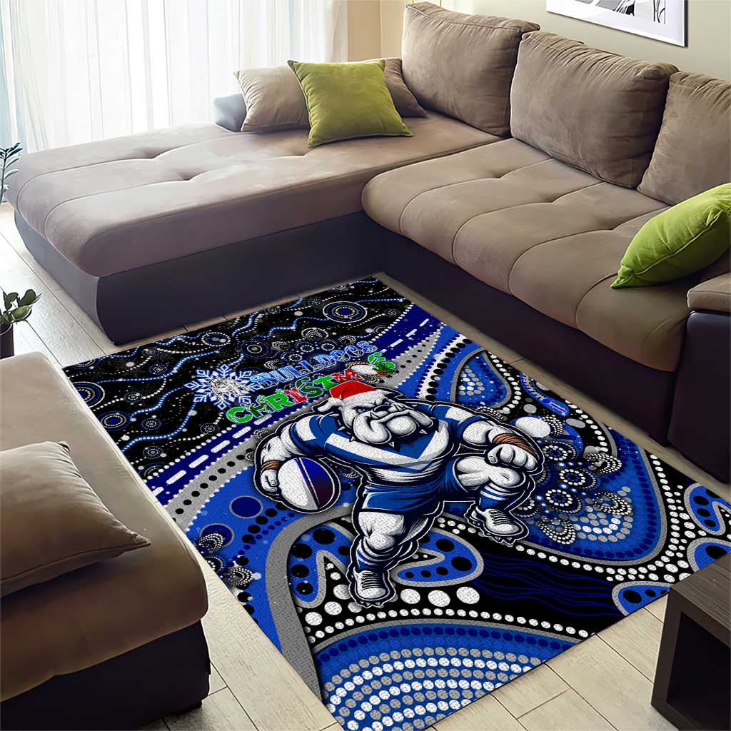 Merry Christmas Bulldogs Area Rug Aboriginal Santa Rugby Mascot - Canterbury Bankstown