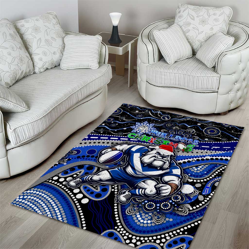 Merry Christmas Bulldogs Area Rug Aboriginal Santa Rugby Mascot - Canterbury Bankstown