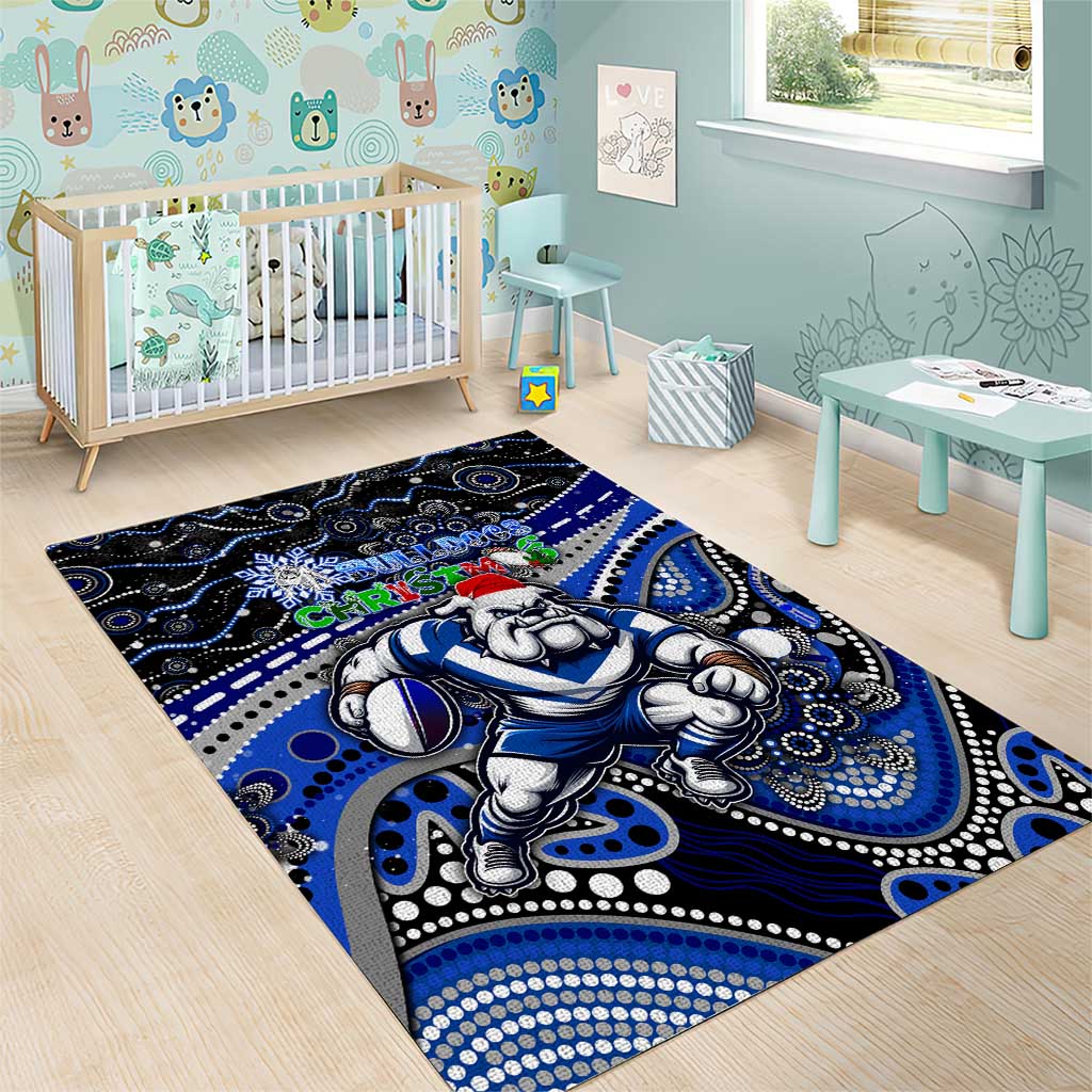 Merry Christmas Bulldogs Area Rug Aboriginal Santa Rugby Mascot - Canterbury Bankstown