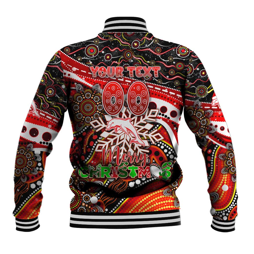 Merry Christmas Dolphins Baseball Jacket Aboriginal Santa Rugby Mascot - Redcliffe