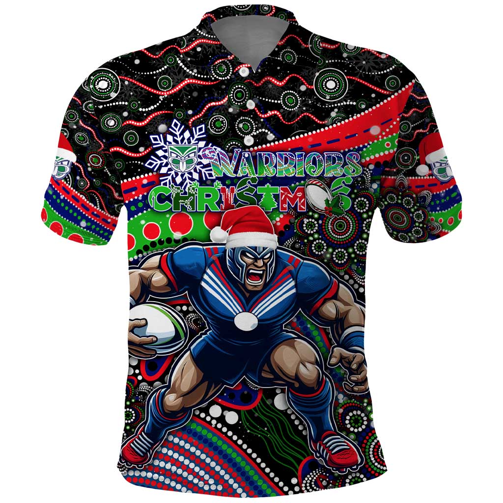 Merry Christmas New Zealand Warriors Polo Shirt Aboriginal Santa Rugby Mascot