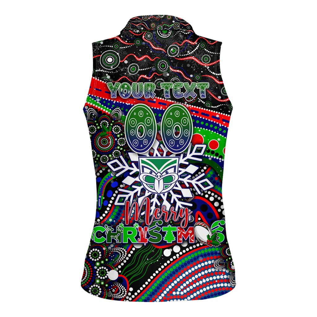 Merry Christmas New Zealand Warriors Women Sleeveless Polo Shirt Aboriginal Santa Rugby Mascot