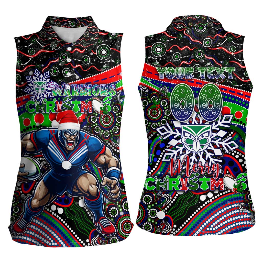 Merry Christmas New Zealand Warriors Women Sleeveless Polo Shirt Aboriginal Santa Rugby Mascot