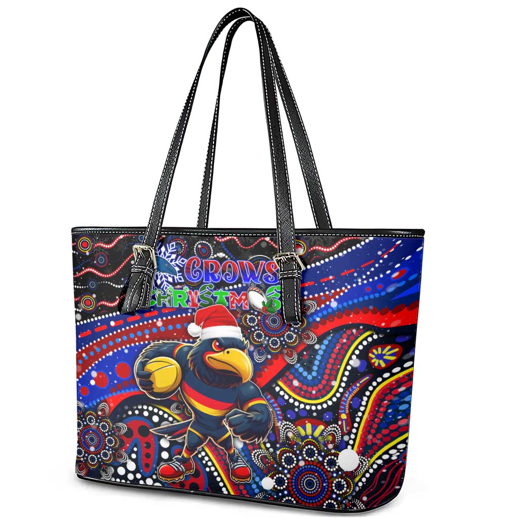 Merry Christmas AFL Adelaide Crows Leather Tote Bag Aboriginal Santa Football Mascot