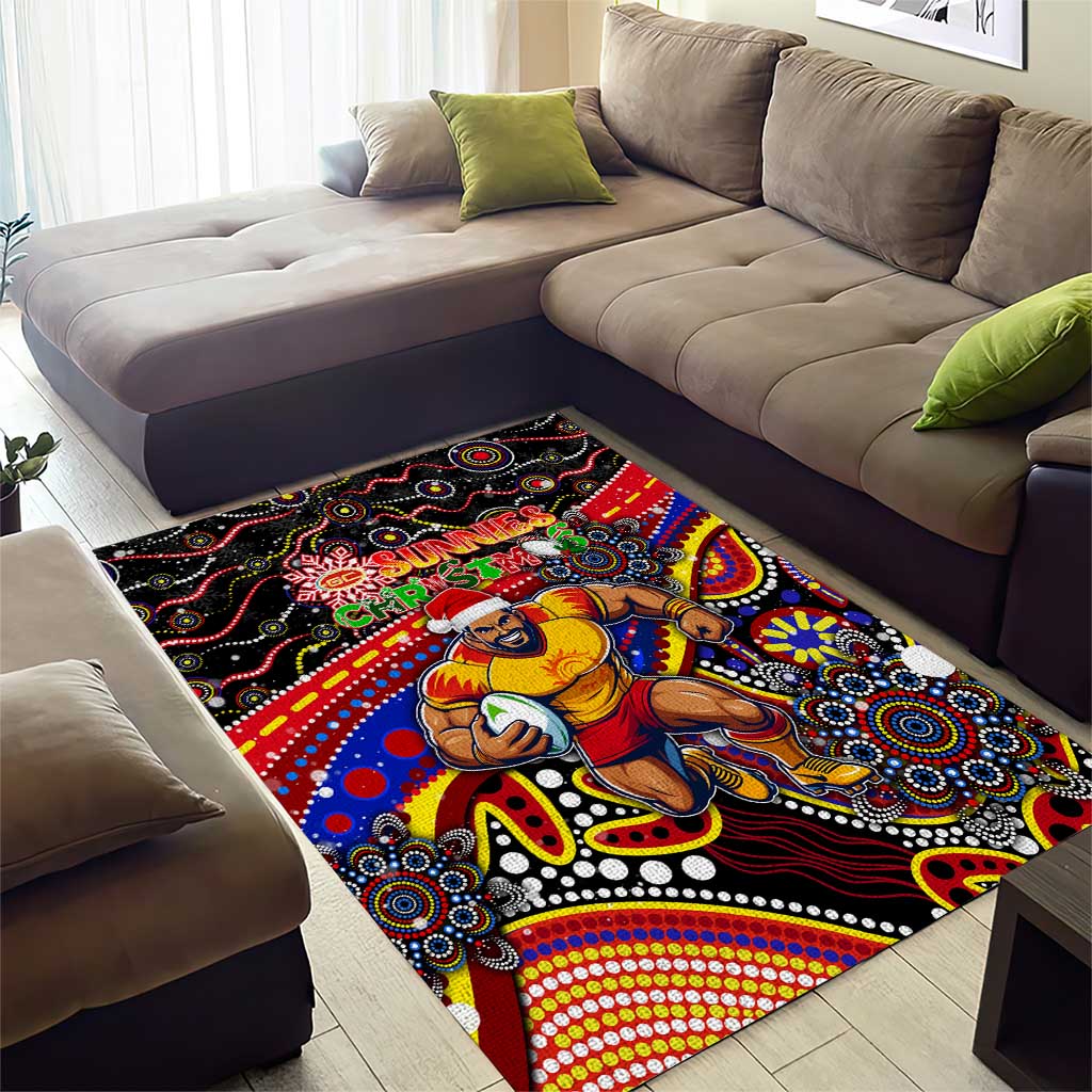 Merry Christmas AFL Gold Coast Suns Area Rug Aboriginal Santa Football Mascot