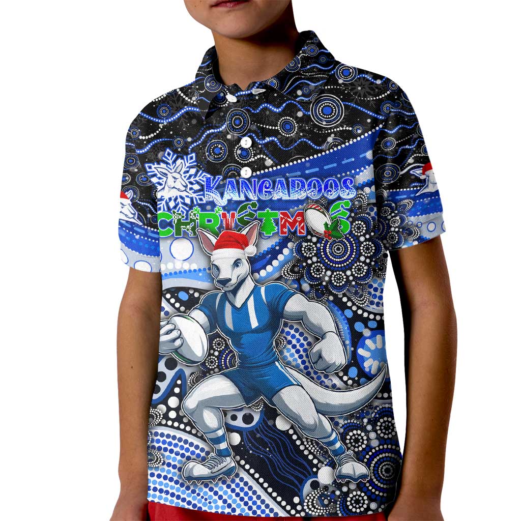 Merry Christmas AFL Kangaroos Kid Polo Shirt Aboriginal Santa Football Mascot