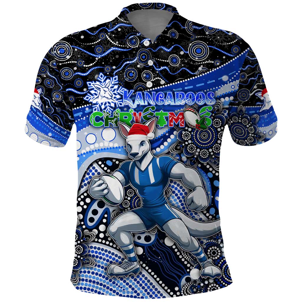 Merry Christmas AFL Kangaroos Polo Shirt Aboriginal Santa Football Mascot