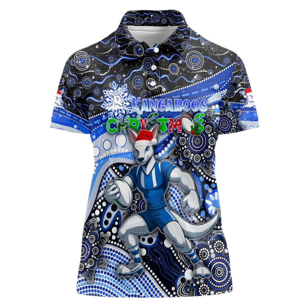 Merry Christmas AFL Kangaroos Women Polo Shirt Aboriginal Santa Football Mascot