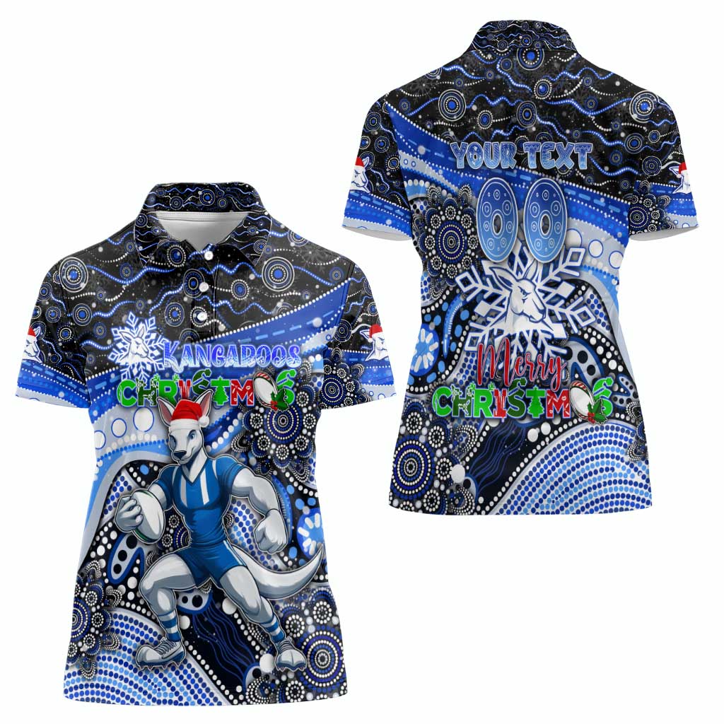 Merry Christmas AFL Kangaroos Women Polo Shirt Aboriginal Santa Football Mascot