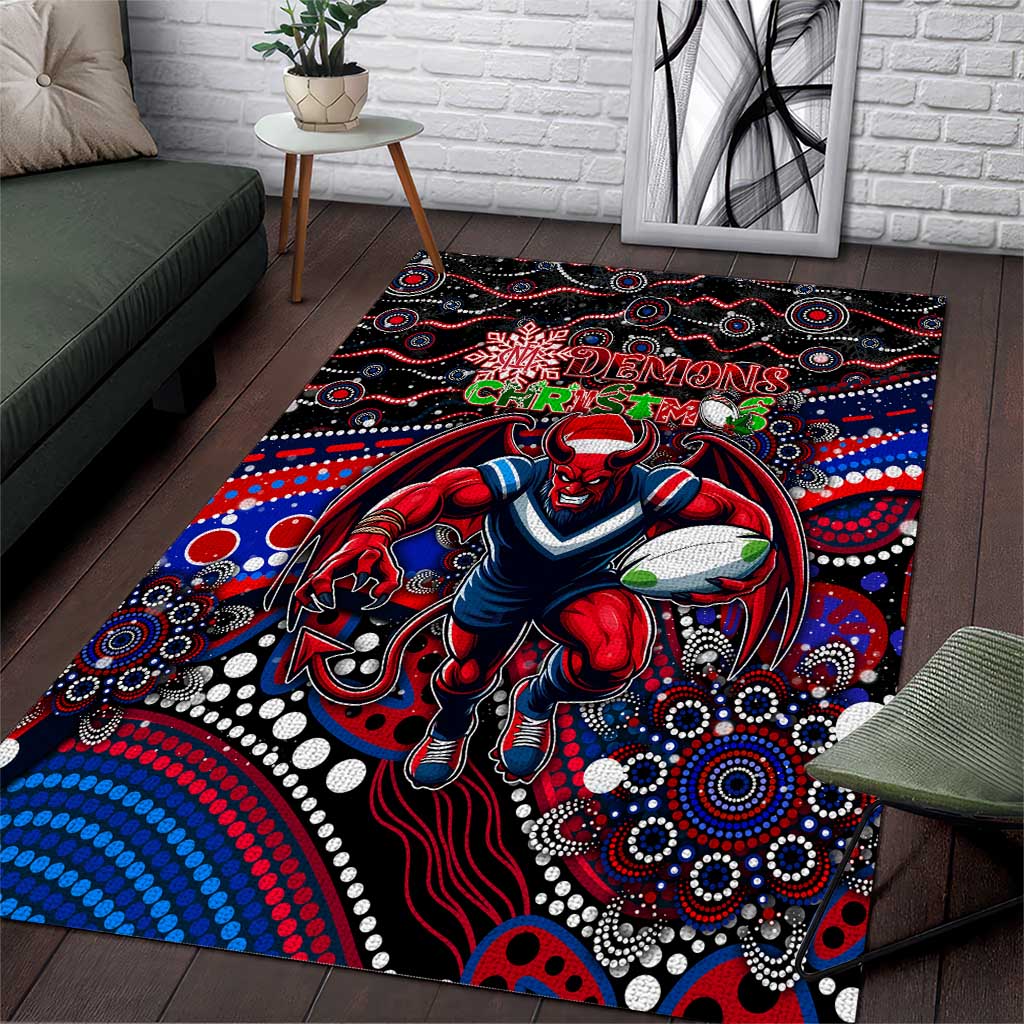 Merry Christmas AFL Demons Area Rug Aboriginal Santa Football Mascot