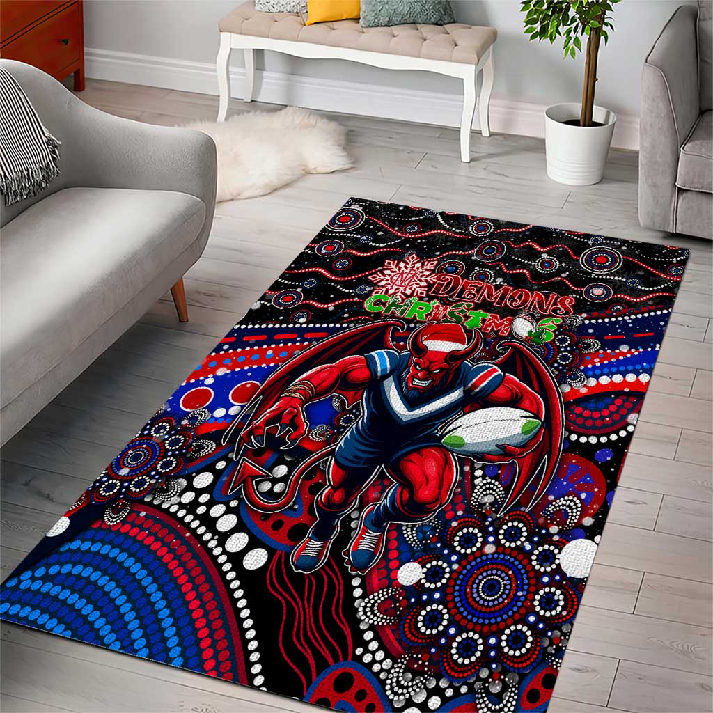 Merry Christmas AFL Demons Area Rug Aboriginal Santa Football Mascot