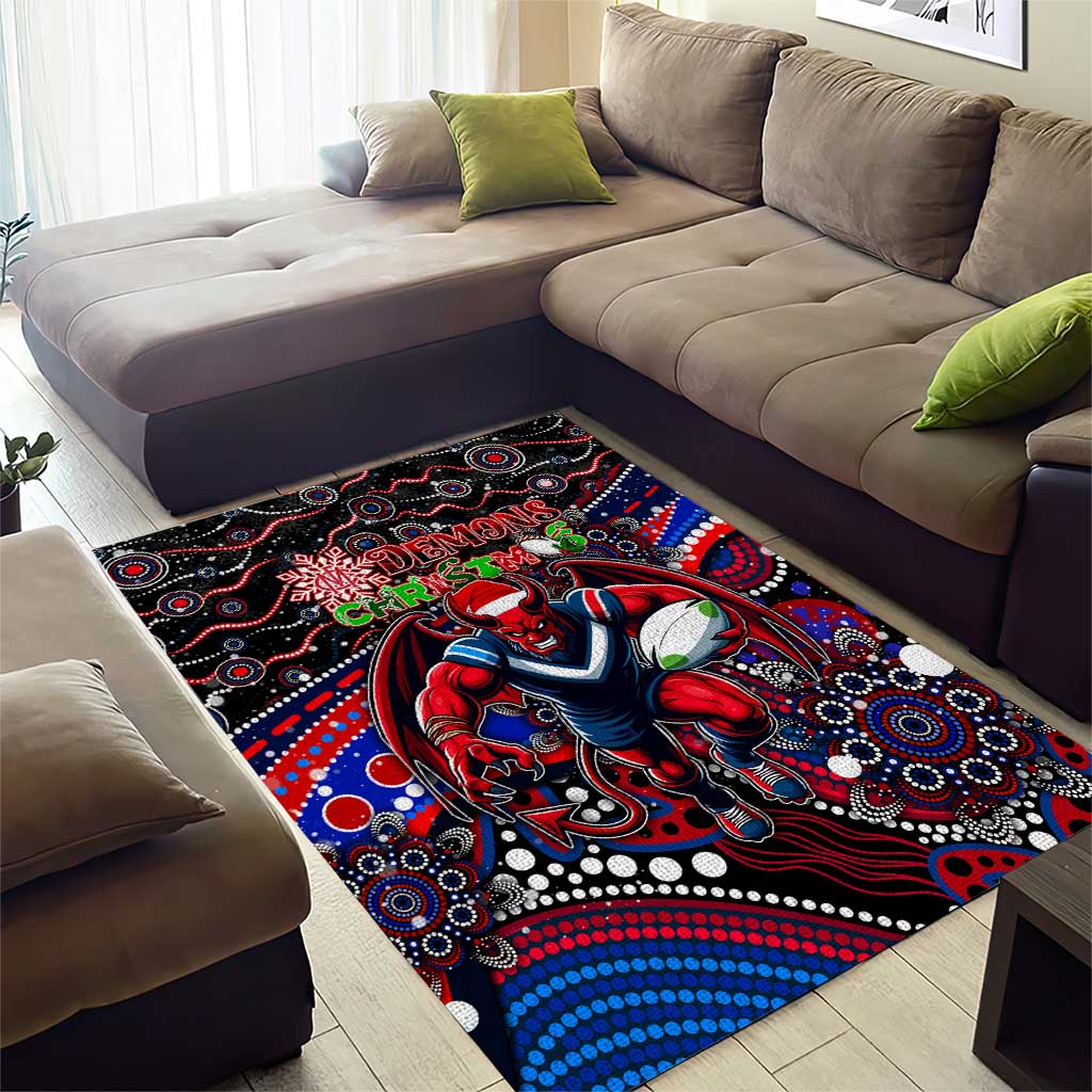 Merry Christmas AFL Demons Area Rug Aboriginal Santa Football Mascot