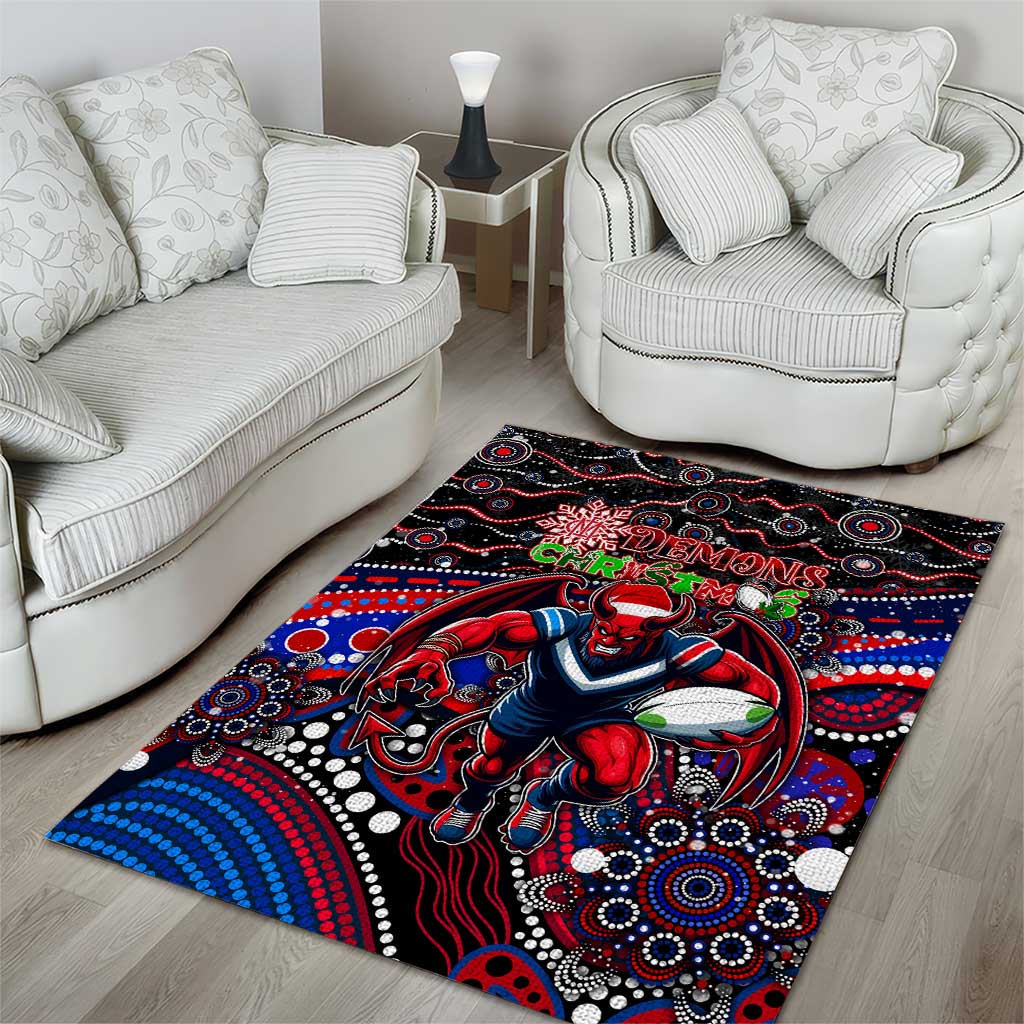 Merry Christmas AFL Demons Area Rug Aboriginal Santa Football Mascot