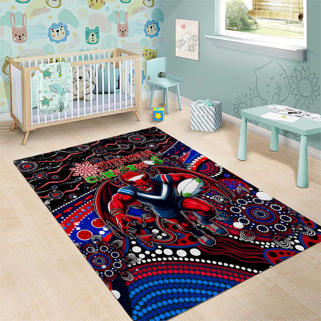 Merry Christmas AFL Demons Area Rug Aboriginal Santa Football Mascot