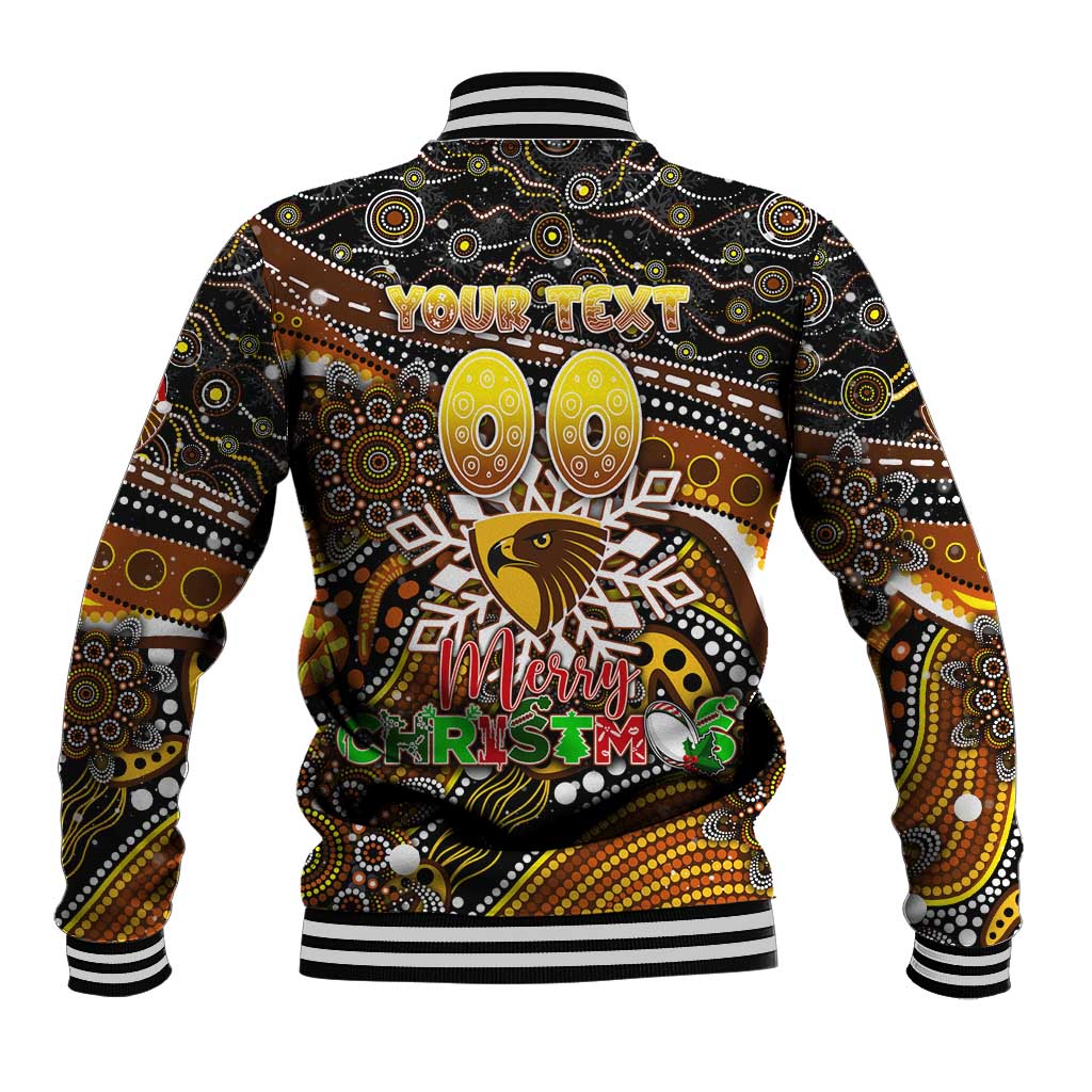 Merry Christmas AFL Hawks Baseball Jacket Aboriginal Santa Football Mascot