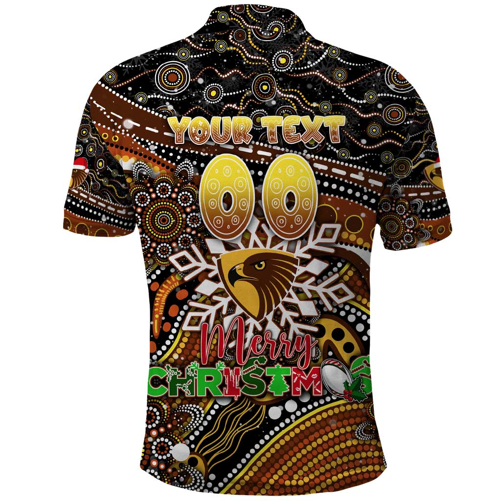 Merry Christmas AFL Hawks Polo Shirt Aboriginal Santa Football Mascot