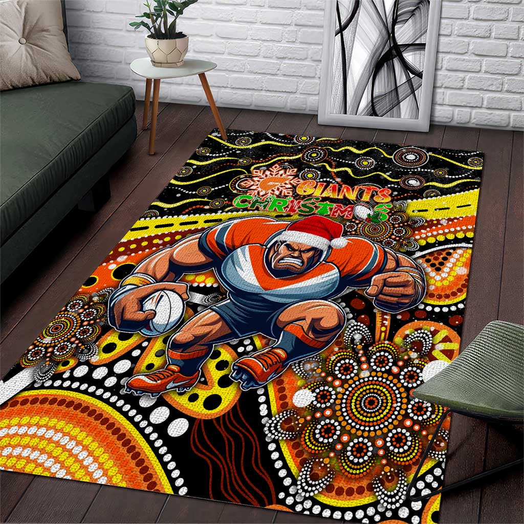 Merry Christmas AFL Giants Area Rug Aboriginal Santa Football Mascot