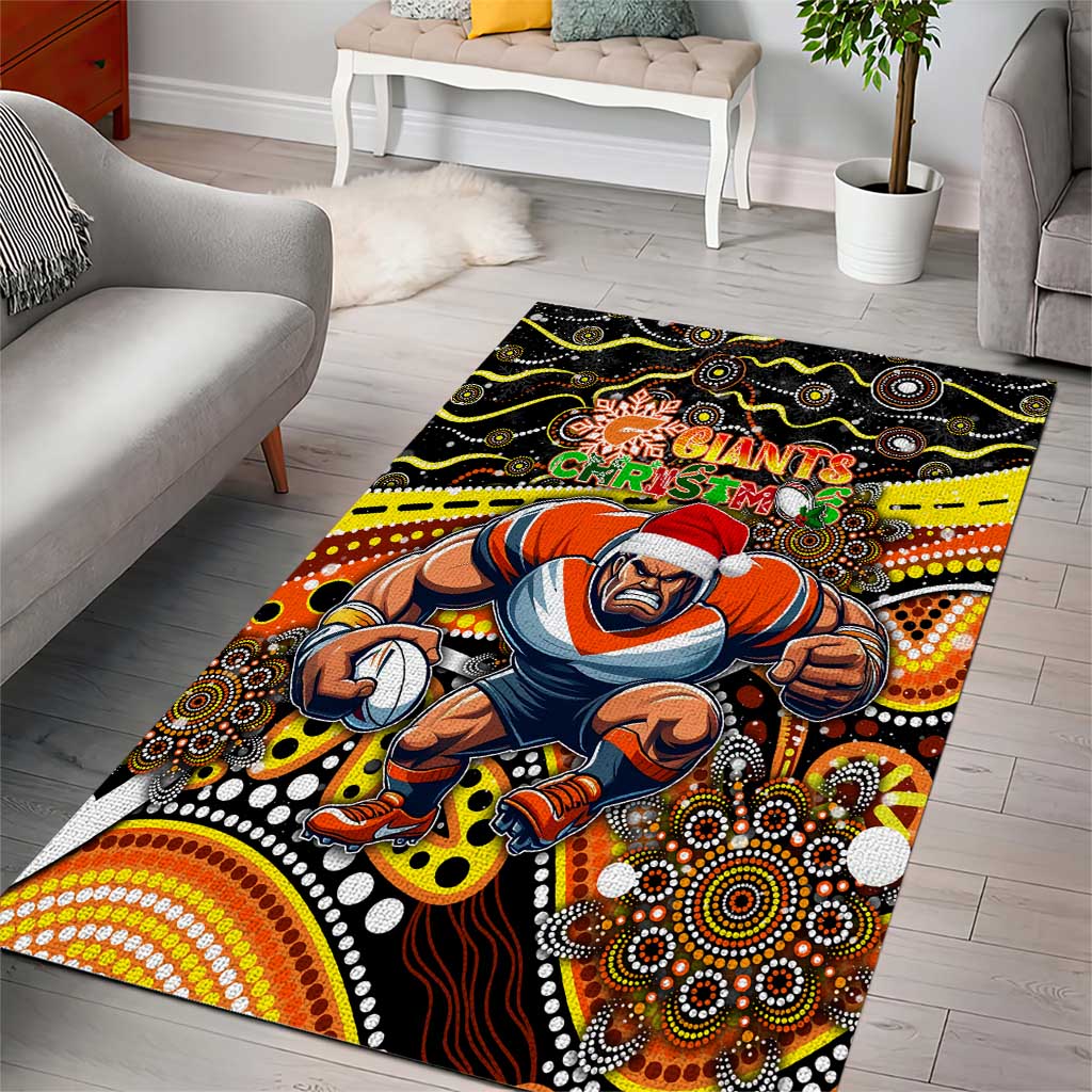 Merry Christmas AFL Giants Area Rug Aboriginal Santa Football Mascot