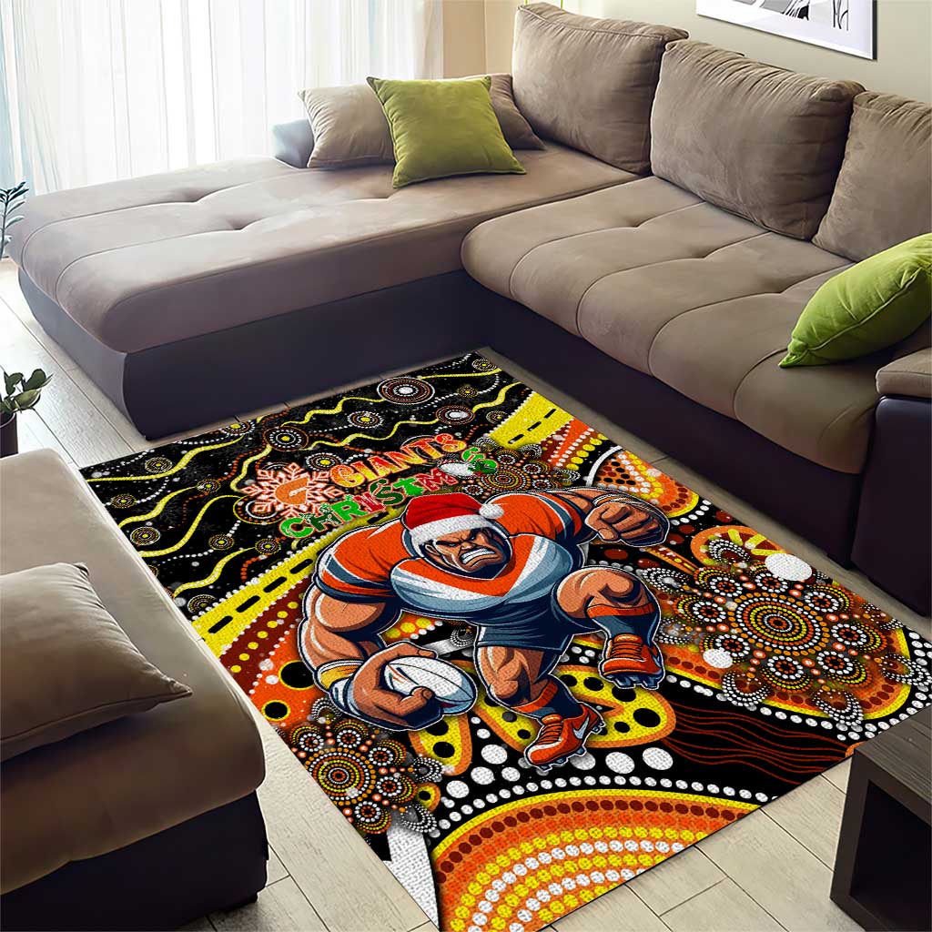 Merry Christmas AFL Giants Area Rug Aboriginal Santa Football Mascot