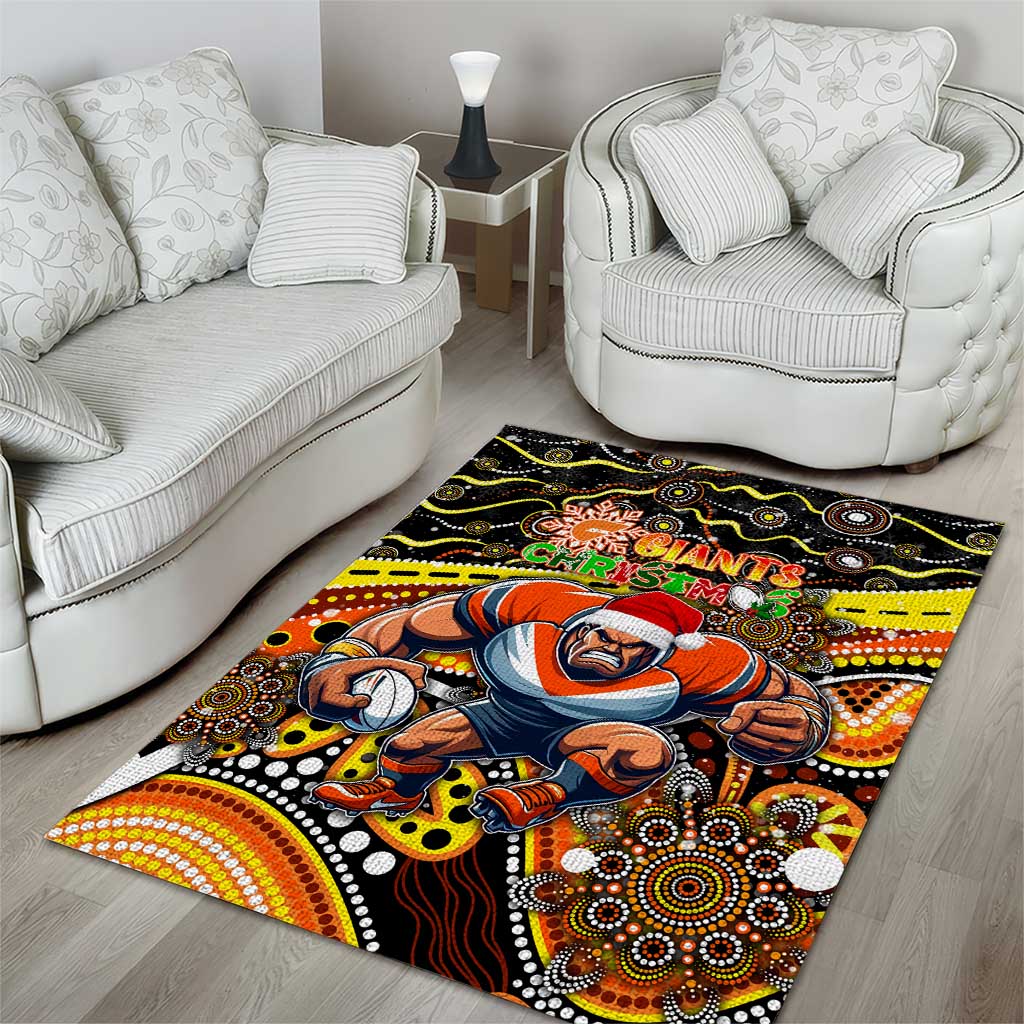 Merry Christmas AFL Giants Area Rug Aboriginal Santa Football Mascot