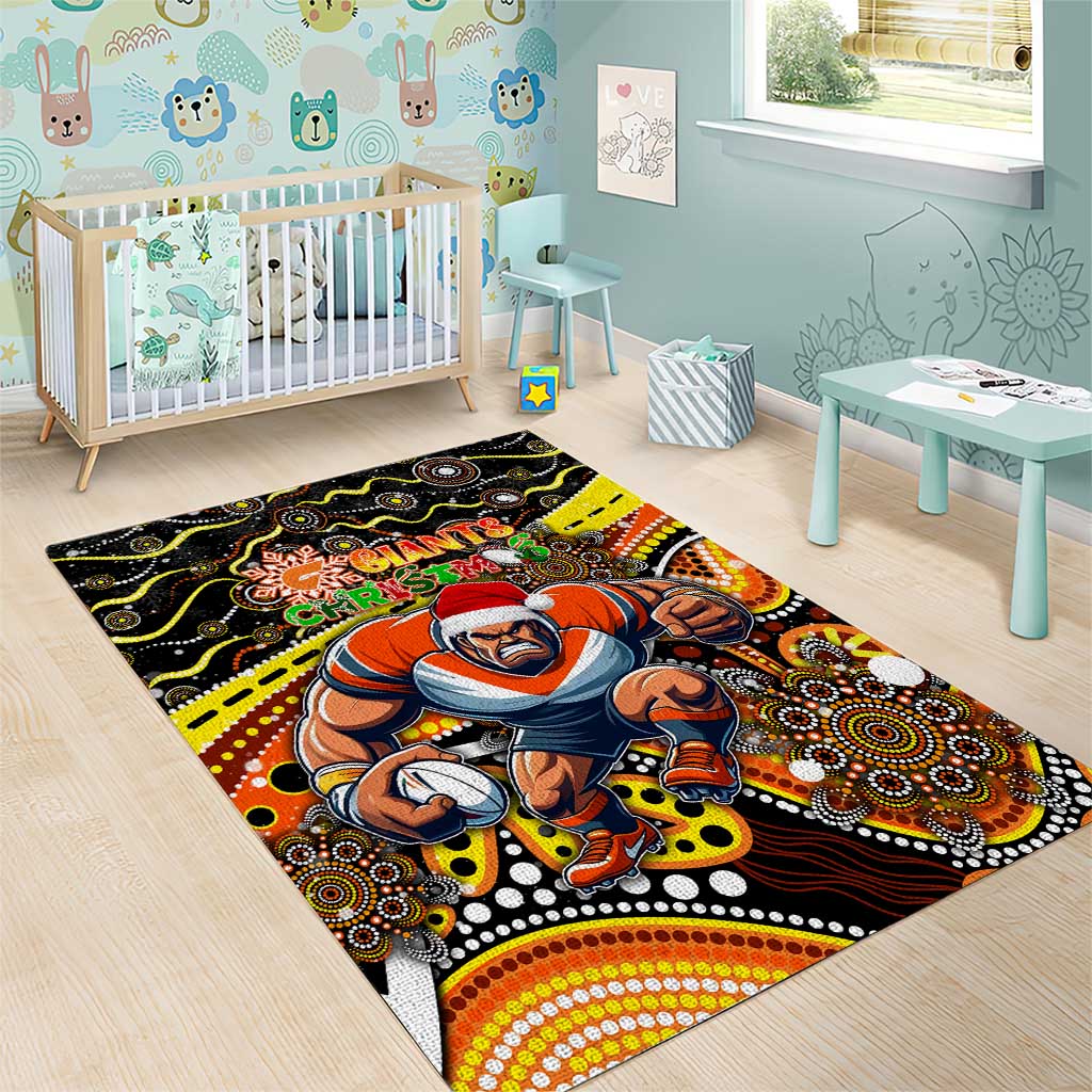 Merry Christmas AFL Giants Area Rug Aboriginal Santa Football Mascot